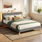Artiss DOUBLE Bed Frame Upholstered Grey Velvet Adjustable Headboard
