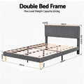 Artiss DOUBLE Bed Frame Upholstered Grey Velvet Adjustable Headboard