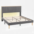 Artiss DOUBLE Bed Frame Upholstered Grey Velvet Adjustable Headboard