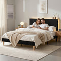 Artiss QUEEN Bed Frame Upholstered Headboard Mood Lighting Black Velvet