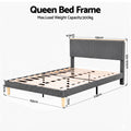 Artiss QUEEN Bed Frame Upholstered Grey Velvet LED Headboard