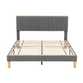 Artiss QUEEN Bed Frame Upholstered Grey Velvet LED Headboard