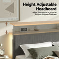 Artiss QUEEN Bed Frame Upholstered Grey Velvet LED Headboard