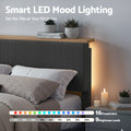 Artiss QUEEN Bed Frame Upholstered Grey Velvet LED Headboard