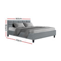 Artiss QUEEN Bed Frame Grey TINO