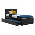 Artiss King Single Trundle Daybed Frame Black