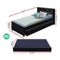 Artiss King Single Trundle Daybed Frame Black