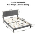 Artiss Double Bed Frame with Adjustable Headboard, Grey, 300kg Capacity