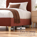 Artiss King Single Bed Frame with Headboard, Faux Linen Fabric Brown