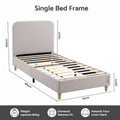 Artiss Single Bed Frame with Headboard, Faux Linen Fabric Grey