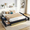 Artiss QUEEN Bed Frame Storage Drawers RGB Lights Charging Fabric