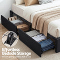 Artiss QUEEN Bed Frame Storage Drawers RGB Lights Charging Fabric