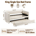 Artiss King Single Daybed with Trundle, Boucle Upholstered Bed Frame Guest Bed