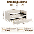 Artiss Single Daybed with Trundle, Boucle Upholstered Bed Frame Guest Bed