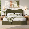 Artiss Double Bed Frame with Storage Drawer, Chenille Curved Headboard