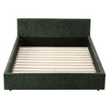 Artiss Double Bed Frame Chenille Heavy Duty Platform Base Green 300kg Support No Box Spring Needed