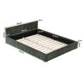 Artiss QUEEN Bed Frame Chenille Upholstered Heavy Duty Platform Base Green