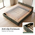 Artiss QUEEN Bed Frame Chenille Upholstered Heavy Duty Platform Base Green