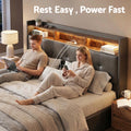 Artiss Double Bed Frame Gas Lift Storage LED Headboard Shelf Charger