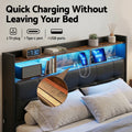 Artiss Double Bed Frame Gas Lift Storage LED Headboard Shelf Charger
