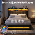 Artiss Double Bed Frame Gas Lift Storage LED Headboard Shelf Charger