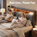 Artiss QUEEN Bed Frame Gas Lift Storage LED Lights Charging Headboard