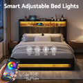 Artiss QUEEN Bed Frame Gas Lift Storage LED Lights Charging Headboard