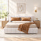 Artiss King Bed Frame with Charging, LED Lights & Tufted Headboard