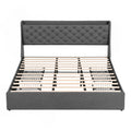 Artiss King Bed Frame with 4 Storage Drawers and Charging Station Tufted Wingback Headboard 300kg Loads Charcoal Grey