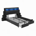 Artiss Double Bed Frame with Storage Headboard, 2 Drawers, Charging Station LED Light