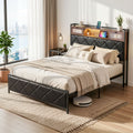 Artiss Double Bed Frame LED Lights Storage Headboard USB AC Outlets