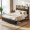 Artiss Double Bed Frame LED Lights Storage Headboard USB AC Outlets