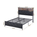 Artiss Double Bed Frame LED Lights Storage Headboard USB AC Outlets