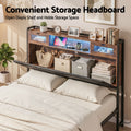 Artiss Double Bed Frame LED Lights Storage Headboard USB AC Outlets