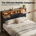 Artiss Double Bed Frame LED Lights Storage Headboard USB AC Outlets