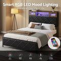 Artiss Double Bed Frame LED Lights Storage Headboard USB AC Outlets