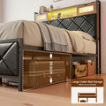 Artiss Double Bed Frame LED Lights Storage Headboard USB AC Outlets