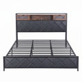 Artiss KING Bed Frame with LED Lights and Storage Headboard Charging Station