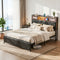 Artiss Queen Bed Frame LED Lights Storage Headboard Charging