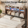 Artiss Queen Bed Frame LED Lights Storage Headboard Charging