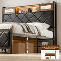 Artiss Queen Bed Frame LED Lights Storage Headboard Charging