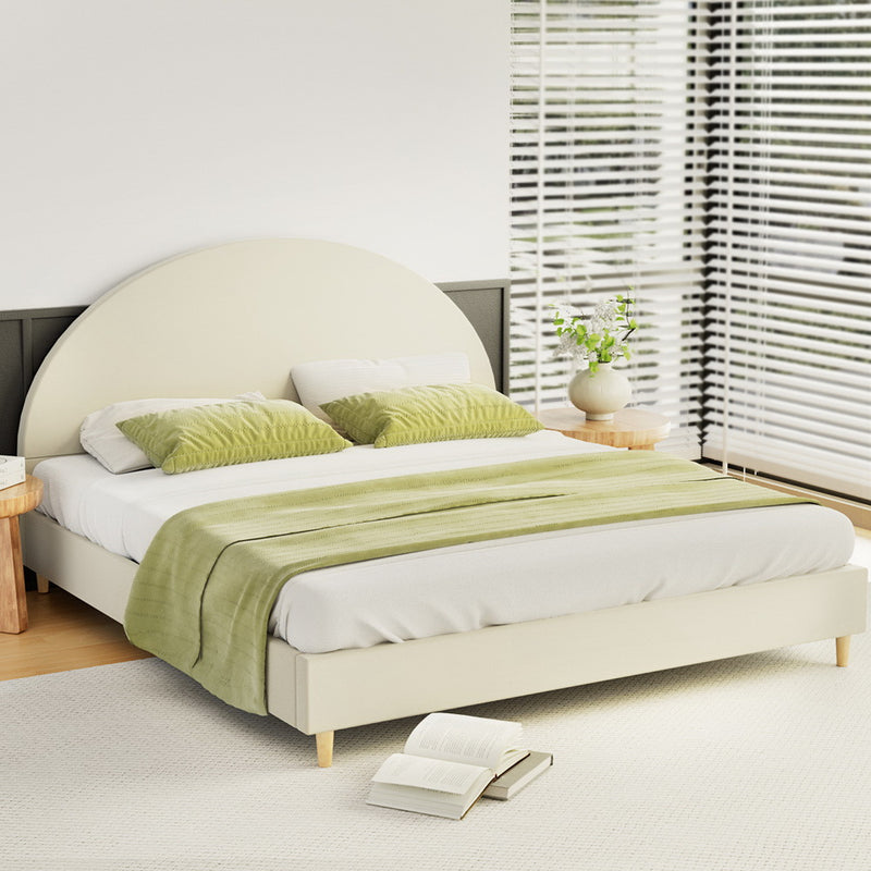Artiss KING Bed Frame Velvet Cream ELLA
