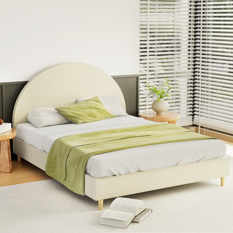 Artiss QUEEN Bed Frame Velvet Cream ELLA