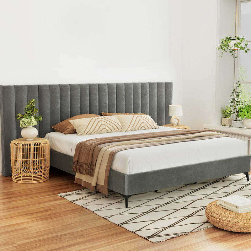 Artiss KING Bed Frame Velvet Grey