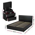 Artiss RGB LED QUEEN Bed Frame with 2 Bedside Tables 16 Colour