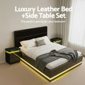 Artiss RGB LED QUEEN Bed Frame with 2 Bedside Tables 16 Colour