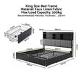 Artiss King Bed Frame with Storage, 4 Drawers and Charging Station