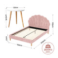 Artiss Double Bed Frame and Round Coffee Table Set Pink Velvet Bedhead with Wooden Side Table
