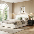 Artiss DOUBLE Bed Frame Boucle Beige Headboard Black Nightstand Set