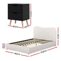 Artiss DOUBLE Bed Frame Boucle Beige Headboard Black Nightstand Set